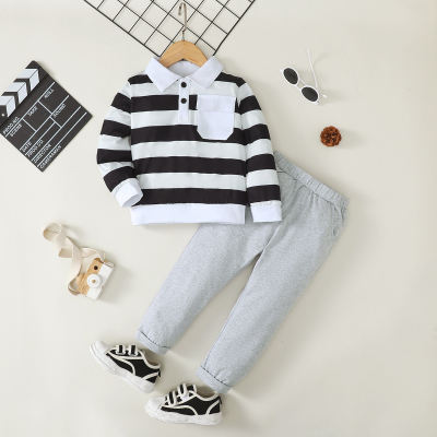 2-piece Toddler Boy Striped Shirt Top & Pants