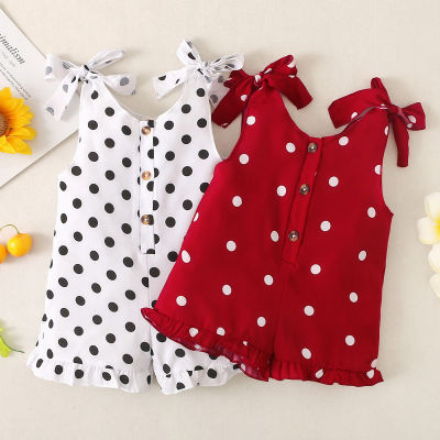 Toddler Girls Elegant Polka Dot Print Overalls