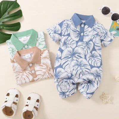 Baby Boy Tropical Pattern Short-sleeve Romper