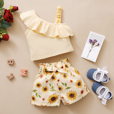 Toddler Girl Sunflower Pants Length Top & Shorts