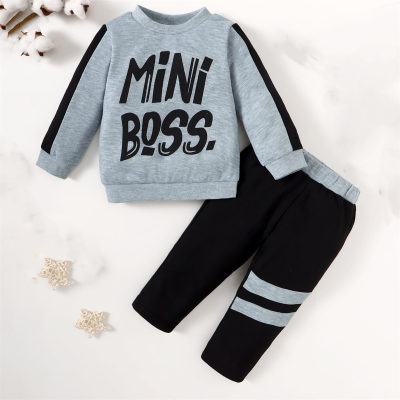 MiNi Boss Letter Printed Sweatshirt Long Sleeve Set