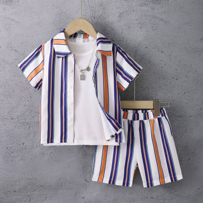 casual striped shirt short sleeve suit