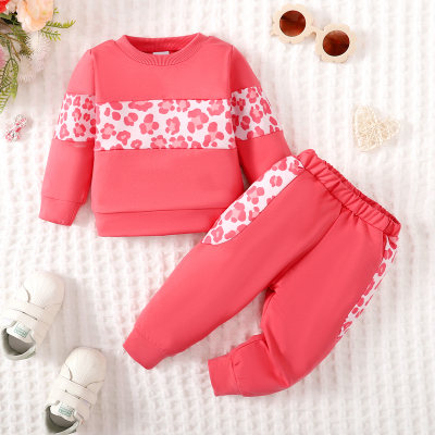 Baby Girl 2 Pieces Leopard Pattern Sweater & Pants