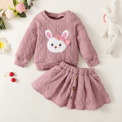 Baby Sweet Rabbit Pattern Sweater & Skirt
