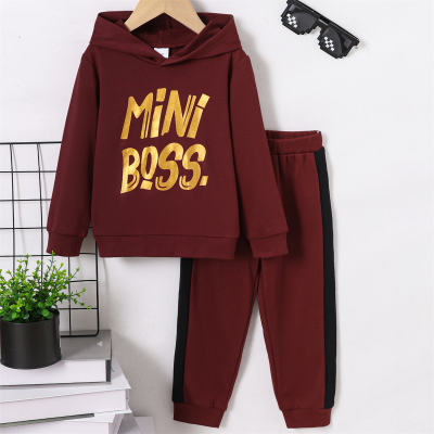 2-piece Toddler Boy Letter Printed Hoodie & Matching Pants