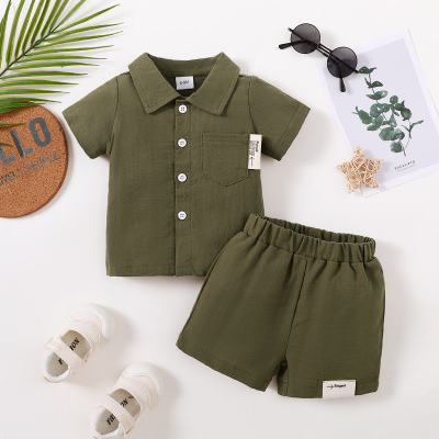 Army green lapel shirt suit double sided