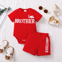 Round neck lettering romper suit  Red
