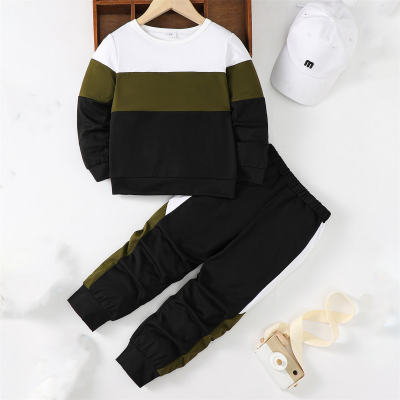 2-piece Toddler Boy Color-block Sweatshirt & Matching Pencil Pants