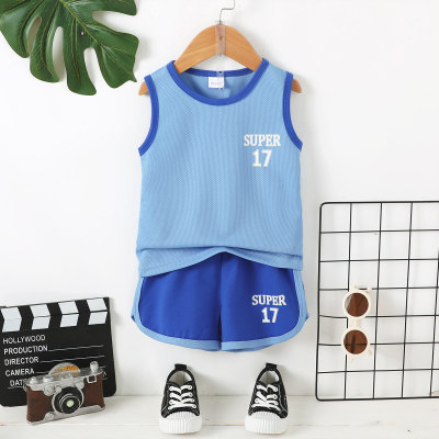 2-piece Toddler Boy Letter and Number Printed Vest & Matching Shorts