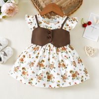 Small floral sleeveless dress  Brown