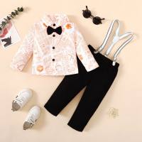 Camicia, pantaloni e bretelle con motivo a lettere stile gentiluomo da 3 pezzi per neonato  arancia