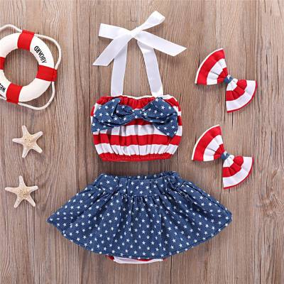 Sleeveless Tube Top Suspender Independence Day Top + Shorts