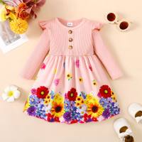 Solid color small flower print dress  Pink