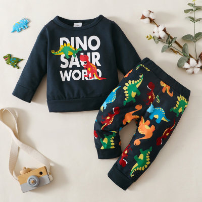 Top y pantalones de manga larga con estampado de dinosaurios para bebés