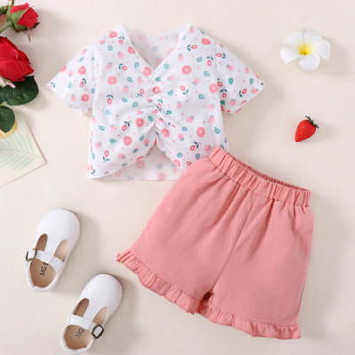 Toddler Girl Cute Floral T-shirt & Shorts