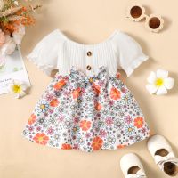 Small floral short sleeve dress  White