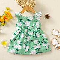 Toddler Girl Sweet Floral Bow Knot Decor Dress - Hibobi