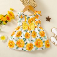 Toddler Girl Sweet Floral Bow Knot Decor Dress - Hibobi