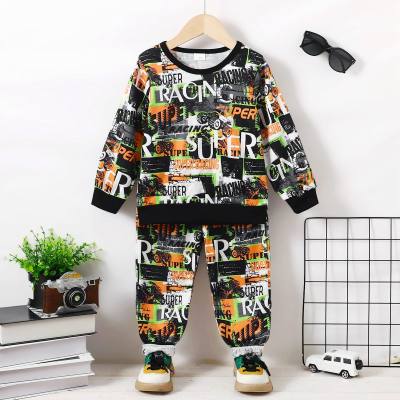 2-piece Toddler Boy Full Letter Printed Top & Matching Pants