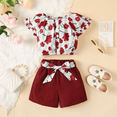 Floral print sleeveless top + shorts