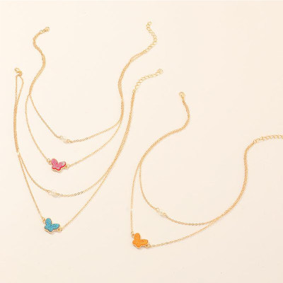 Kid Girl Cute Butterfly Necklace 3 Pieces Set