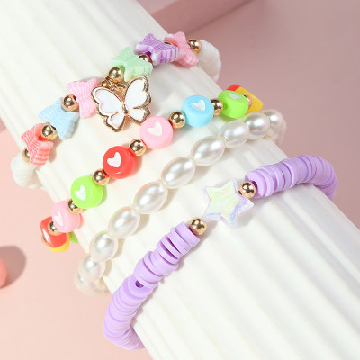 Toddler Girl 4-Pieces Colored Pearls Bracelet