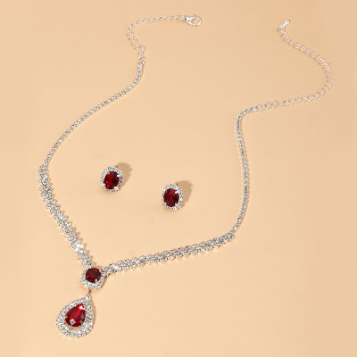 Conjunto de joyas de gemas de diamantes de imitación de 3 piezas para mujer