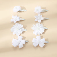 Toddler Girl Solid Color Floral Hair Clip  White