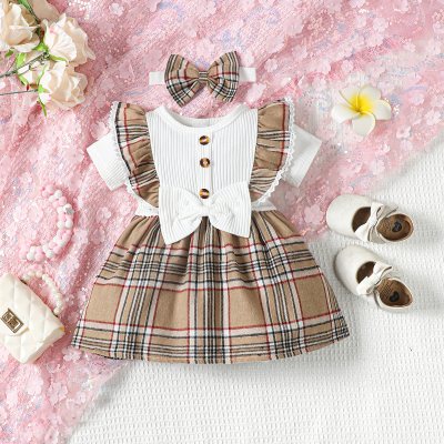 baby girl short sleeve plaid dress