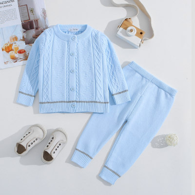 Baby 2 Pieces Solid Color Sweater Cardigan Set