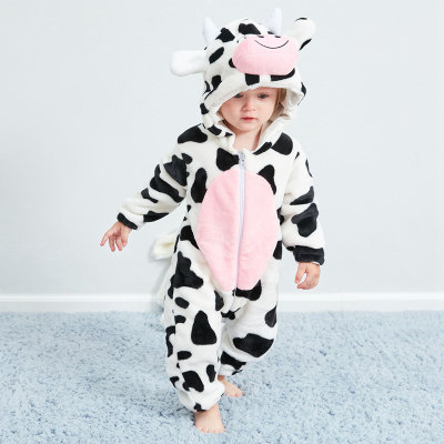 Baby Fleece Flannel Animal Lion Cattle Hooded Jumpsuit for Autumn Winter