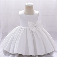 Falda para niña, vestido infantil, vestido de princesa, disfraz con lazo de satén  Blanco