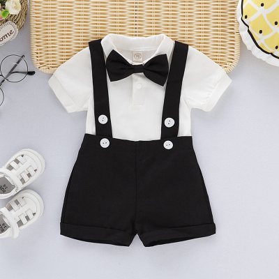 Foreign trade baby harem tie suit suspender shorts suit gentleman party dress overalls children summer