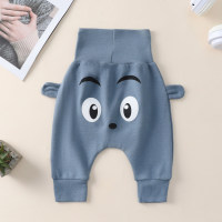 Pantaloni in maglia decorati con orecchie grafiche a tinta unita per neonato, simpatico cane, scimmia, orso, per l'autunno  Azzurro