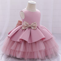 European and American new baby dresses, baby one-year-old dresses, wedding dresses, princess dresses, lace dresses, children's dresses  Pink