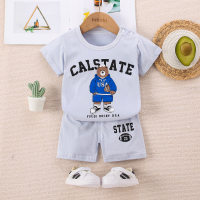 Camiseta y pantalones cortos con estampado de oso de letras para bebé niño  gris