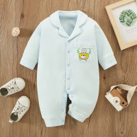 Newborn baby jumpsuit cotton long sleeve spring and autumn romper baby crawling clothes outer wear super cute baby pajamas autumn clothes  Blue