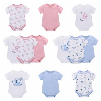 Infant Baby Unisex 3 Pieces Cotton Suit Baby Gift box 1 Solid Color 2 Animal Dinosaur Swan Pattern Bodysuits