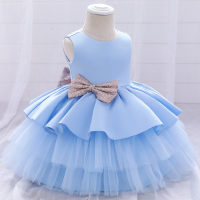 European and American new baby dresses, baby one-year-old dresses, wedding dresses, princess dresses, lace dresses, children's dresses  Sky Blue