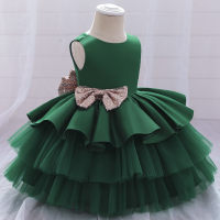 European and American new baby dresses, baby one-year-old dresses, wedding dresses, princess dresses, lace dresses, children's dresses  Deep Green