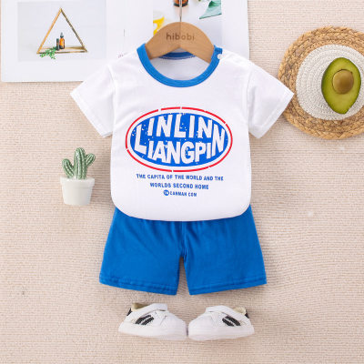 Baby Boy Letter Pattern T-shirt & Solid Color Shorts