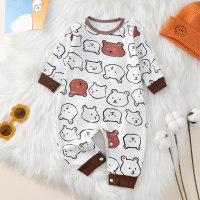 Baby jumpsuit autumn spring autumn 0-2 years old baby crawling clothes long sleeves and long pants newborn baby jumpsuit  Light brown