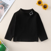 Children's mid-high-low collar German velvet bottoming self-heating warm single-piece top baby close-fitting long-sleeved T-shirt  Black