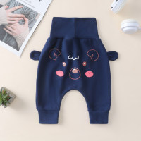 Pantalones de bebé primavera y otoño nuevos pantalones para niños y niñas pantalones de protección del vientre de cintura alta para bebés pantalones casuales para niños de moda  Azul