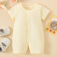Baby Pure Cotton Solid Color Short Sleeve Boxer Romper  Yellow