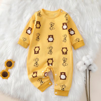 Mono de bebé otoño primavera y otoño mameluco de bebé pantalones largos de manga larga mameluco de bebé recién nacido  Amarillo