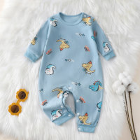 Baby jumpsuit autumn spring and autumn baby romper long sleeve long pants newborn baby romper  Blue