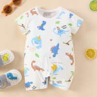 Baby Solid Animal Dinosaur Pineapple Short Sleeve Boxer Romper  Blue