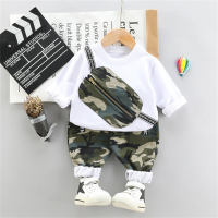 Infant and toddler spring fashion bag camouflage long-sleeved round neck suit  White