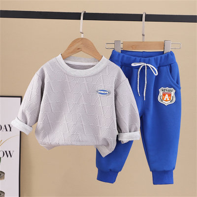 2-piece Toddler Boy Solid Color Sweatshirt & Matching Pants